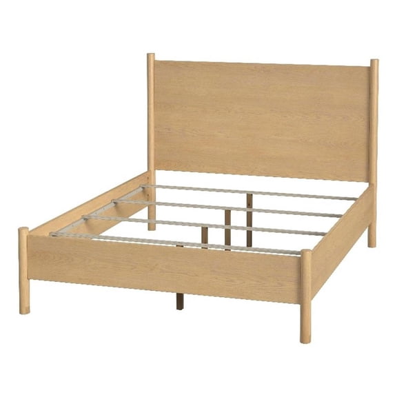 Beaumont Lane Mid-Century Rounded Leg Queen Bed in Light Natural Wood