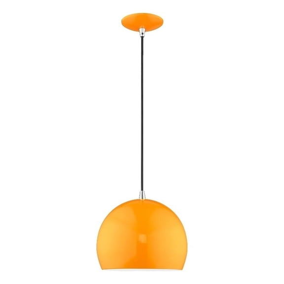 Beaumont Lane Modern 1-Light Metal Single Pendant with Shade in Shiny Orange