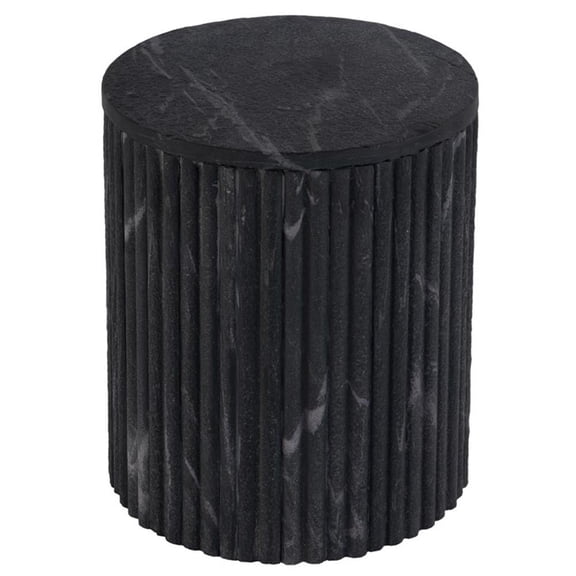 Beaumont Lane Modern 15"W Round Marble and Wood Side Table in Gray