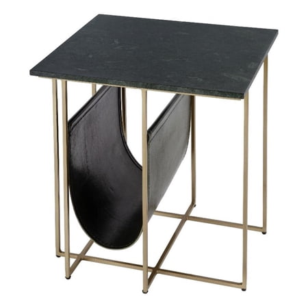 Beaumont Lane Modern 20.25"W Marble Top Magazine Side Table in Green