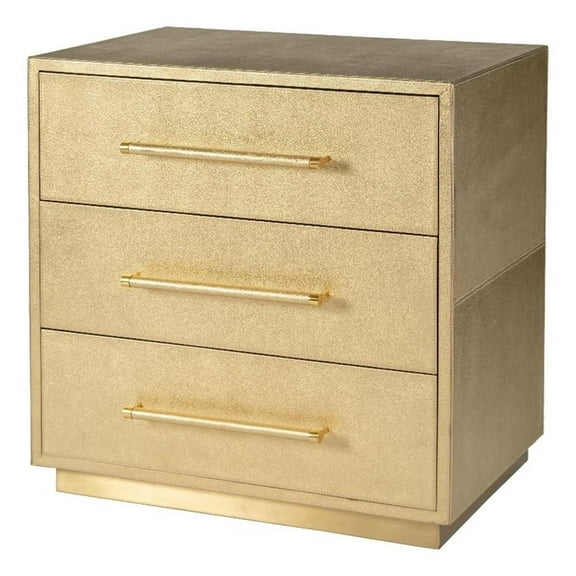 Beaumont Lane Modern 28"W Rectangular 3 Drawer Accent Chest in Gold