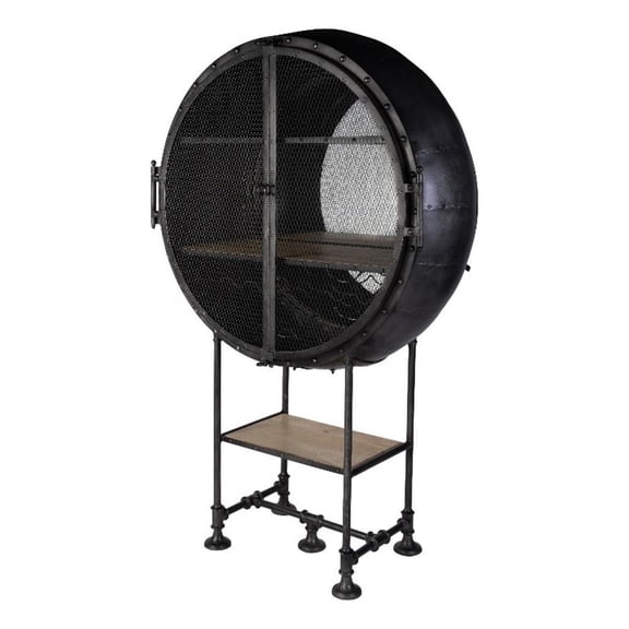 Beaumont Lane Modern 43 in W x 69"H Iron Bar Cabinet in Black