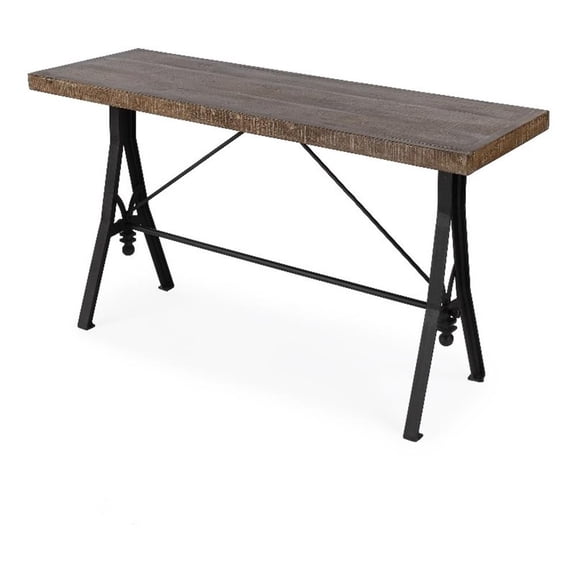 Beaumont Lane Modern 56" Wood And Iron Console Table in Brown/Black