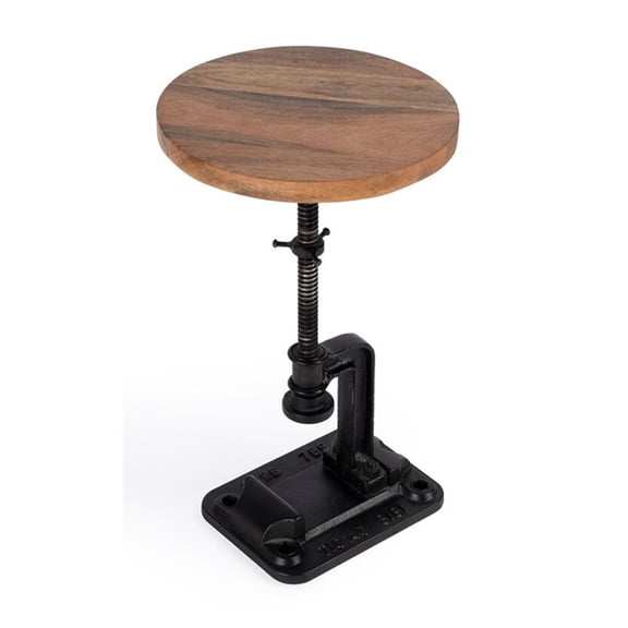 Beaumont Lane Modern Adjustable Metal Pedestal Side Table in Brown