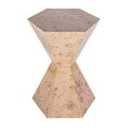 Beaumont Lane Modern Burl Wood Hexagon Side Table in Light Burl