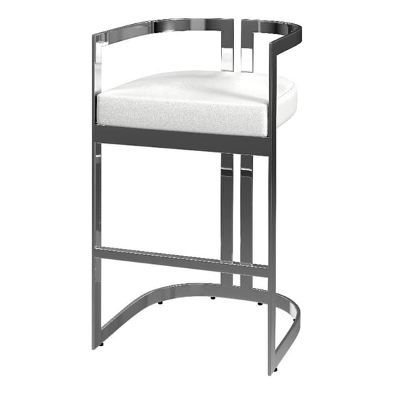 Beaumont Lane Modern Faux Leather 28" Barstool in Nickel Plated
