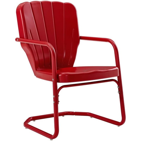 Beaumont Lane Modern Metal Patio Chair in Bright Red Gloss (Set of 2)
