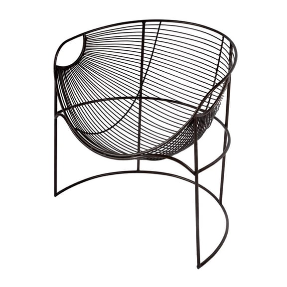 Beaumont Lane Modern Oval Iron Metal Basket Accent Chair in Black