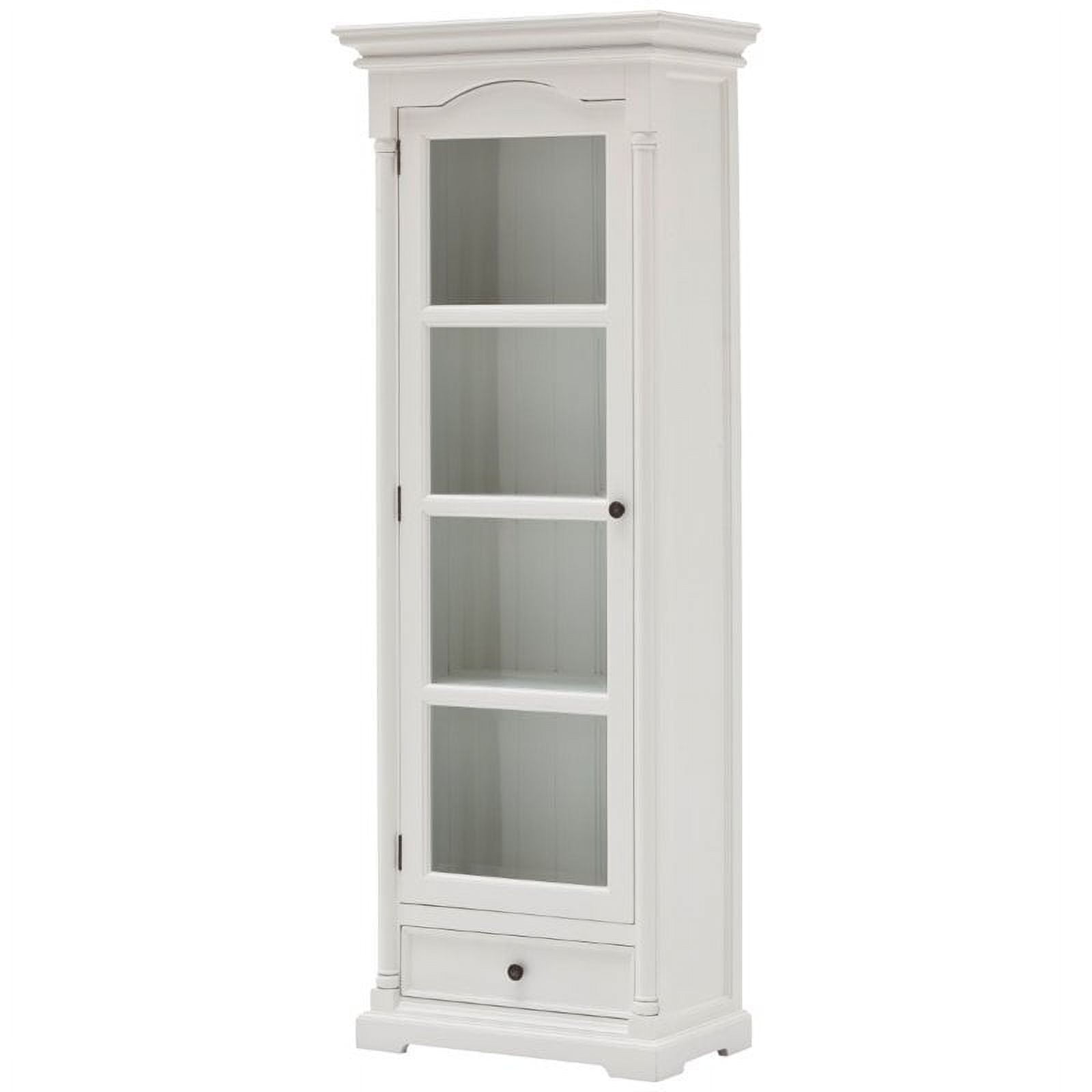 Beaumont Lane Modern Solid Mahogany Wood Curio Cabinet in Pure White Assembled