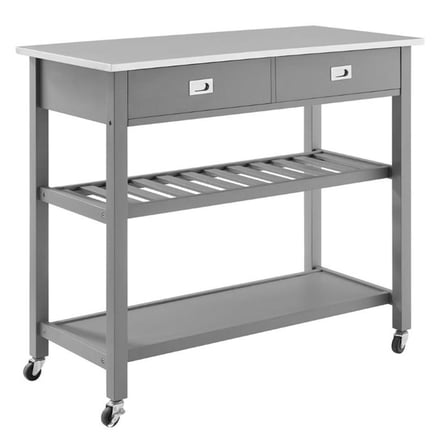 Beaumont Lane Modern Stainless Steel Top Kitchen Cart in Gray