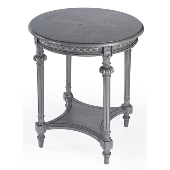 Beaumont Lane Modern Traditional Round Gray Finish Wood Lamp Table