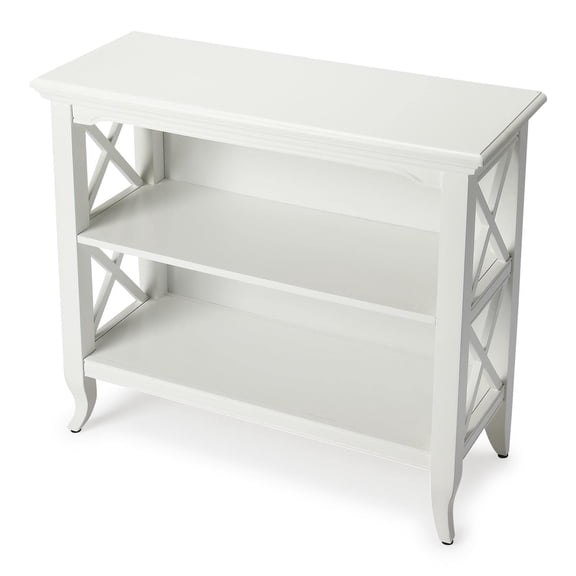 Beaumont Lane Modern Wood Transitional Glossy White Low Bookcase