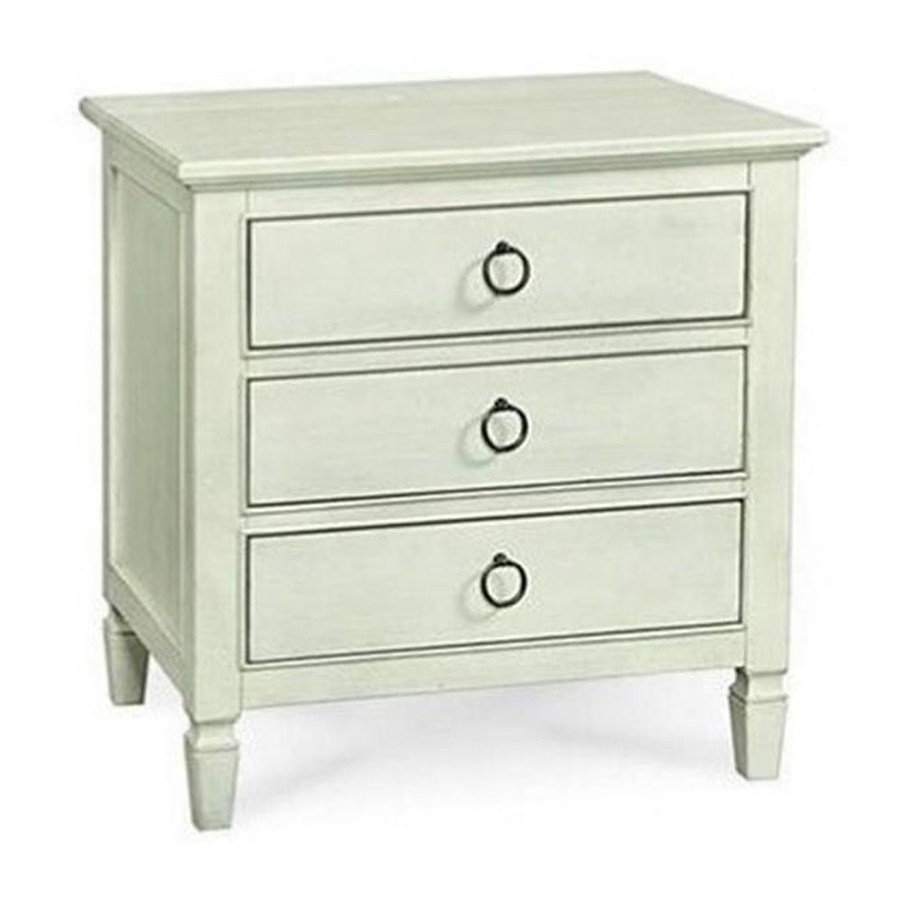 Cream Coastal 3-Drawer Maple Veneer Nightstand