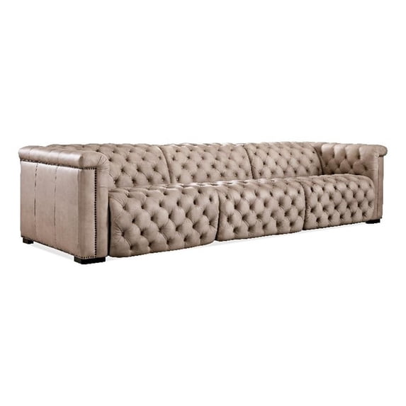 Beaumont Lane Power Recliner Sofa with Power Headrest in Brown Leather