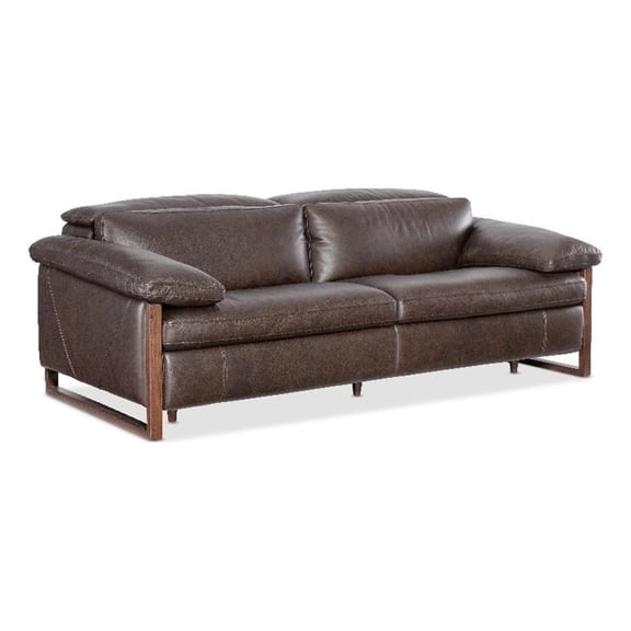 Beaumont Lane Power Sofa with Power Headrest in Brown Leather