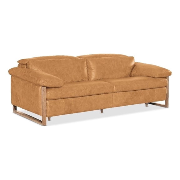 Beaumont Lane Power Sofa with Power Headrest in Brown Leather