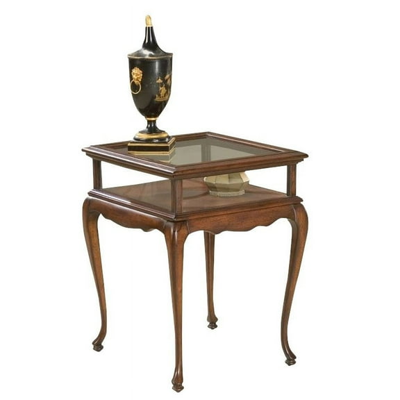 Beaumont Lane Solid Wood Rectangular Curio Accent Table in Cherry