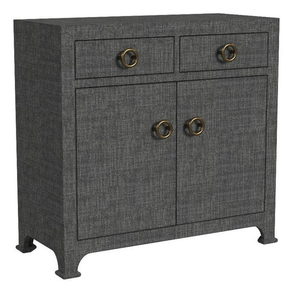Beaumont Lane Traditional 2-Drawer Raffia Cabinet - Charcoal