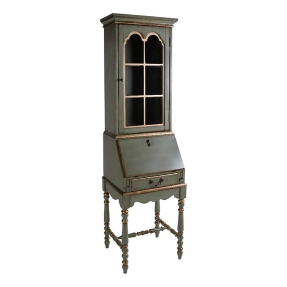 Beaumont Lane Traditional 20"W Wood and Glass Secretary in Green