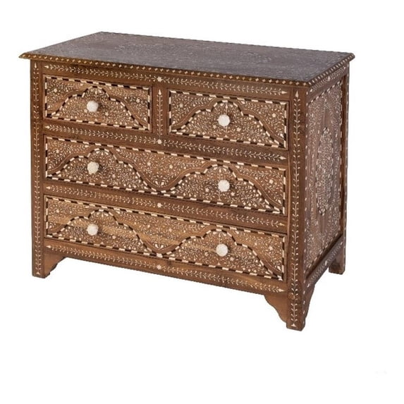 Beaumont Lane Traditional 40"W Bone 4 Drawer Accent Chest in Brown