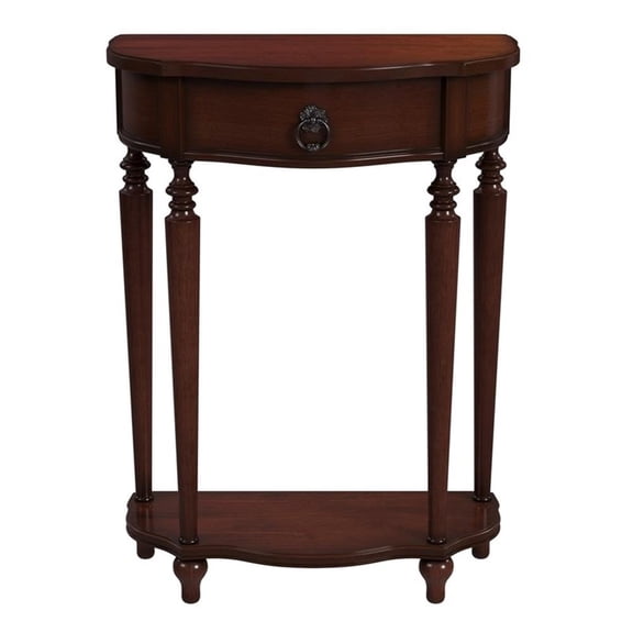 Beaumont Lane Traditional Demilune Cherry Console Table With Storage