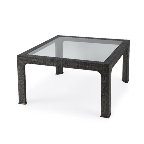 Beaumont Lane Traditional Glass And Square Coffee Table in Charcoal
