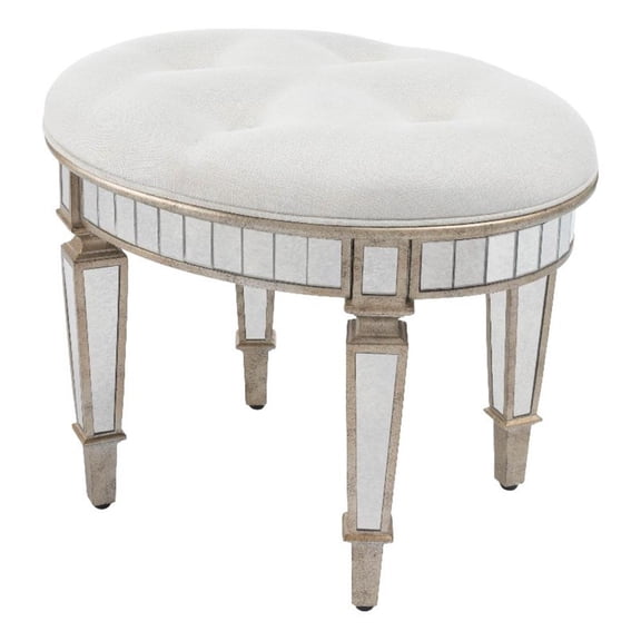 Beaumont Lane Traditional Mirrored Vanity 24"W Stool - Silver