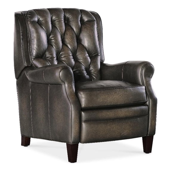 Beaumont Lane Traditional Press Back Recliner in Gray Leather