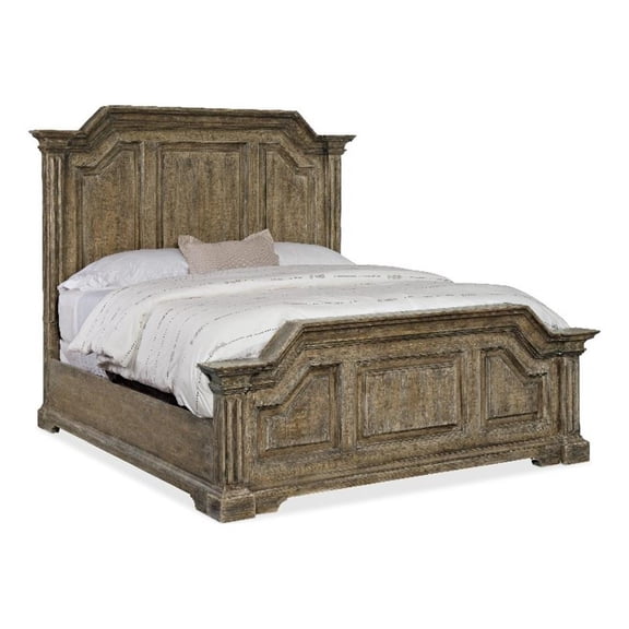 Beaumont Lane Traditional Wood Queen Panel Bed in Washoff Brown