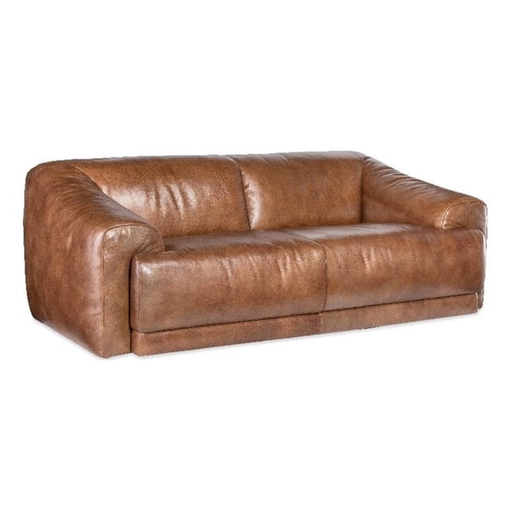 Beaumont Lane Transitional 2-Seat Sofa in Brown Leather Finish