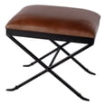 thumbnail image 1 of Beaumont Lane Transitional 20"W Leather Accent Stool in Brown, 1 of 5