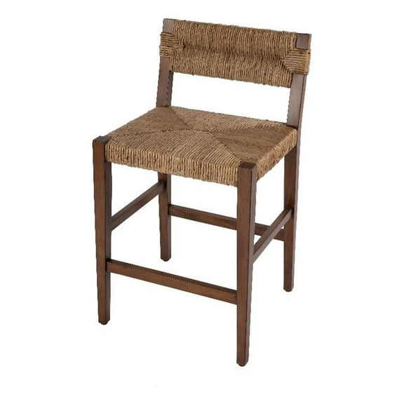 Beaumont Lane Transitional 25" Woven Counter Stool with Back in Brown