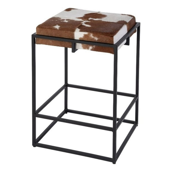 Beaumont Lane Transitional 26.5" Seat Height Leather Counter Stool in Brown