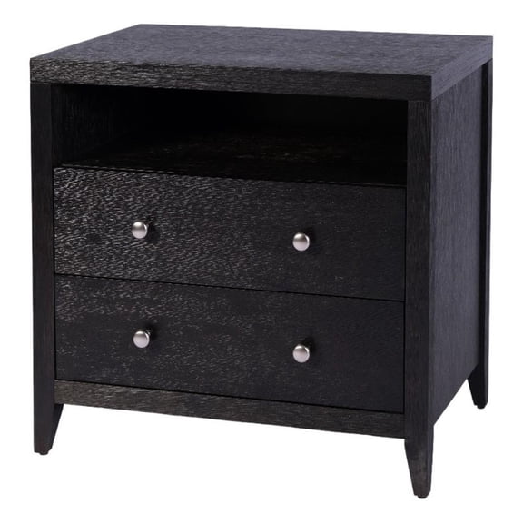 Beaumont Lane Transitional 28"W Wood 2 Drawer Nightstand in Coffee