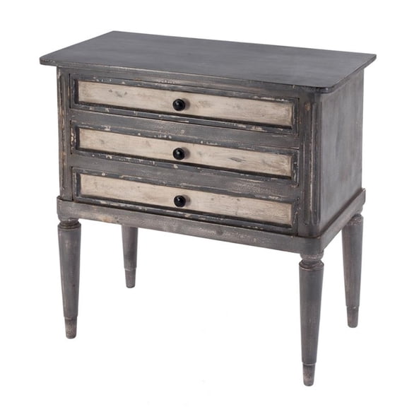 Beaumont Lane Transitional 30"W Solid Wood 3 Drawer Accent Chest in Gray