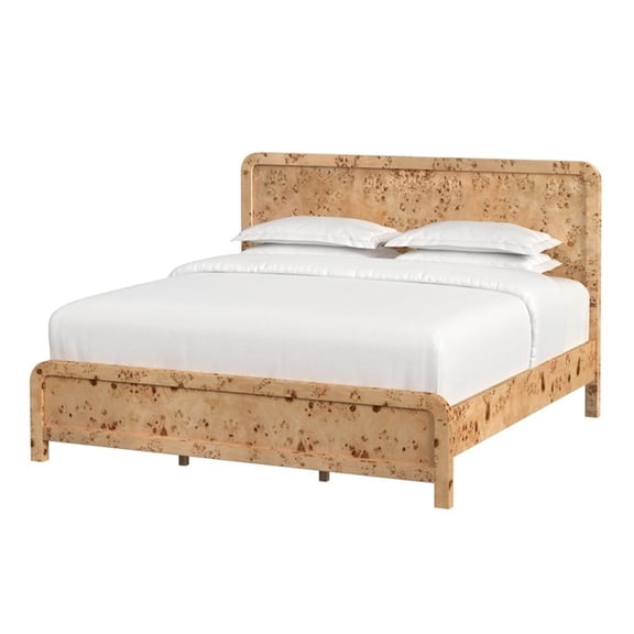 Beaumont Lane Transitional King Burl Wood Panel Bed in Natural