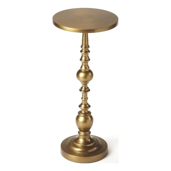 Beaumont Lane Transitional Metal Pedestal Side Table - Antique Gold
