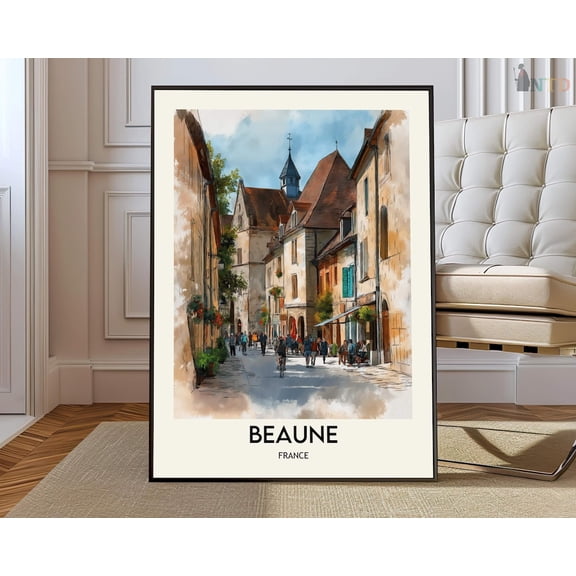 Beaune France City Map Wall Art Travel Decor Photo Print, Unframed Canvas 24x36in