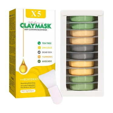 Beauos 10 Pods Clay Facial Mask Set - Tea Tree, 24k Gold, Dead Sea, Turmeric, Avocado, Mud Mask Deep Pore Cleansing Acne Blackhead Removal Men & Women Face Mask Skin Care,Two To Three Times A Week