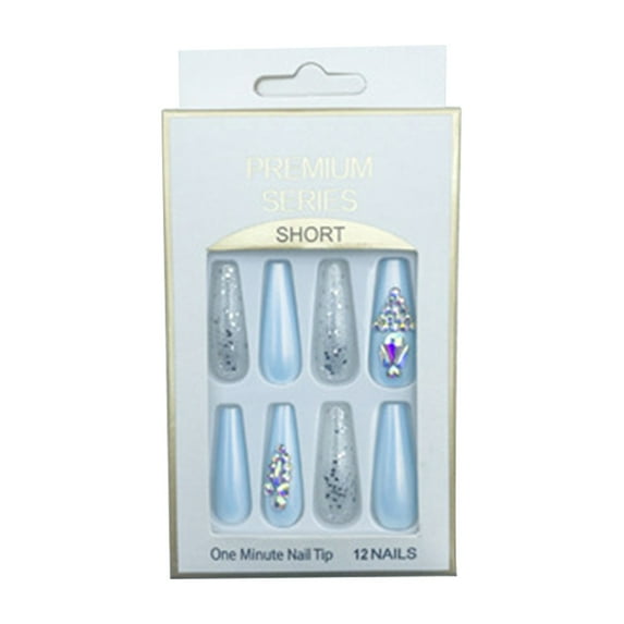 Beauos Clearance 12 Pieces of False Nails Lengthened Trapezoidal Ballet Nails Nail Enhancement Diy Point Drill European and American Long Nails, Fake Nails Clearance Sale, 1 Box X False Nails