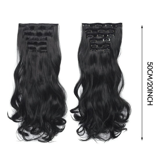 Beauos Clearance Hair Extensions 20inch Synthetic Curly Wavy Natural Blonde Thick Clip in Stylish Fasionable Fabulous Hair Piece 6 Pieces for Women, Hair Extensions Clearance Sale, 1X Wig