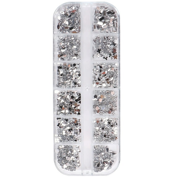Beauos Clearance Nail Arts Rhinestones Round & Multi Shape Nail Gems Nail Design Kit Accessories Nail Glitter Crystals Jewels Diamonds for Nail Decoration Make Up Diy Clothing Phone Decor