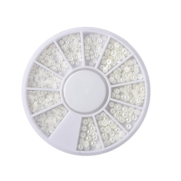 Beauos Clearance White Flat Back Pearl Half Round Pearls Beads Satin Luster Loose Beads Gems for Diy Craft Necklaces Bracelets Jewelry Decorations Wedding Dress Nail Arts Making