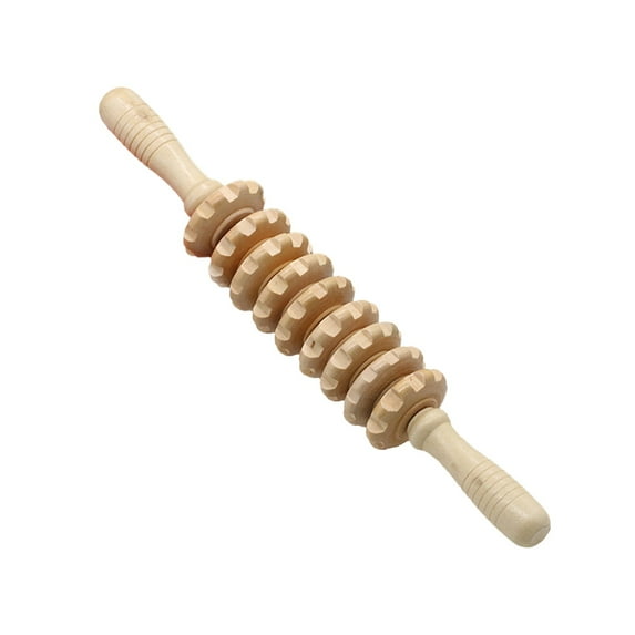 Beauos Clearance Wood Nine Wheel Abdominal Massager Massage Wheel Massage Stick Multiple Types of Roller Massager, Massage Tools Clearance Sale, 1Pc Massage Stick