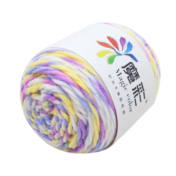 Beauos Cotton Crochet Yarn Soft & Breathable Knitting Thread, Diy Craft Acrylic, Sweater Scarf Weaving Supply for Beginners (1Pcs, Multicolor2)