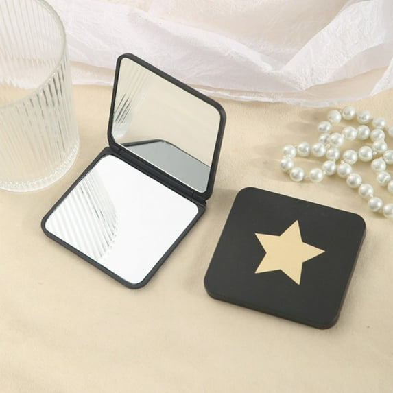 Beauos Double-Sided Foldable Compact Makeup Mirror, 1x & Magnifying, Portable for Purse/Travel, Cute Designs (Heart, Cat, Moon, Star), Small Size for Women, 1 PCS