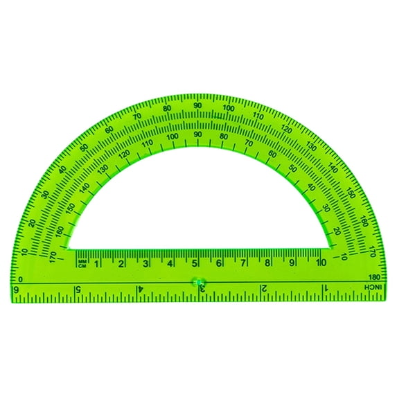 Beauos Plastic Protractor with 180 Degree Scale, Transparent Geometry Measuring Tool for Office Home (Green, 1Pcs)