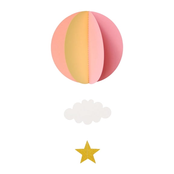 Beauos Round Hot Air Balloon Hanging Decor Paper Cloud Garland for Nursery Bedroom Birthday Party Classroom Decor (1Pcs, 7.5X7In) Pink