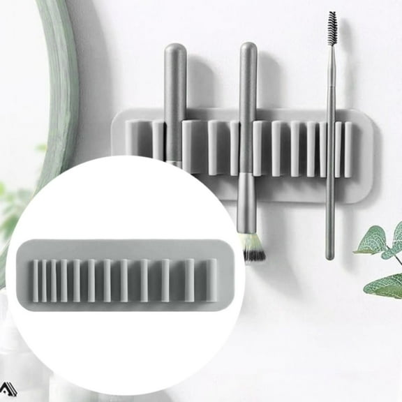 Beauos Silicone Makeup Brush Holder - Grey, Wall Mounted Rack for Drying & Organizing, Compact Storage, Safe for Walls, 1 Pack