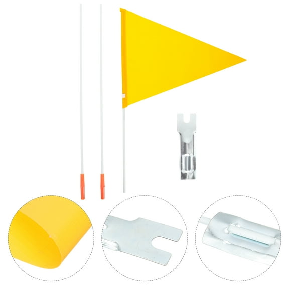 Beaupretty Portable Bike Accessory Yellow Safety Flag with Mounting 1Set